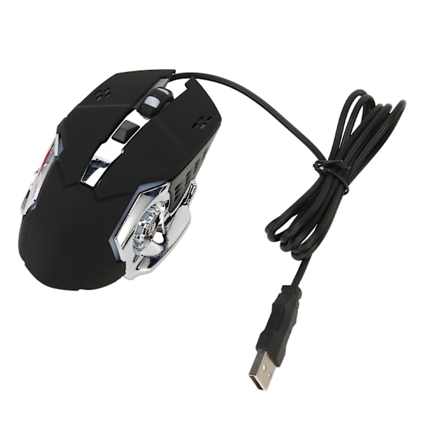 Trådbunden Spelmus USB Optisk Datormus med RGB-bakgrundsbelysning 4 Justerbara DPI Upp till 3600 Bärbar Tyst Mus för Windows 7 8 10 XP Svart