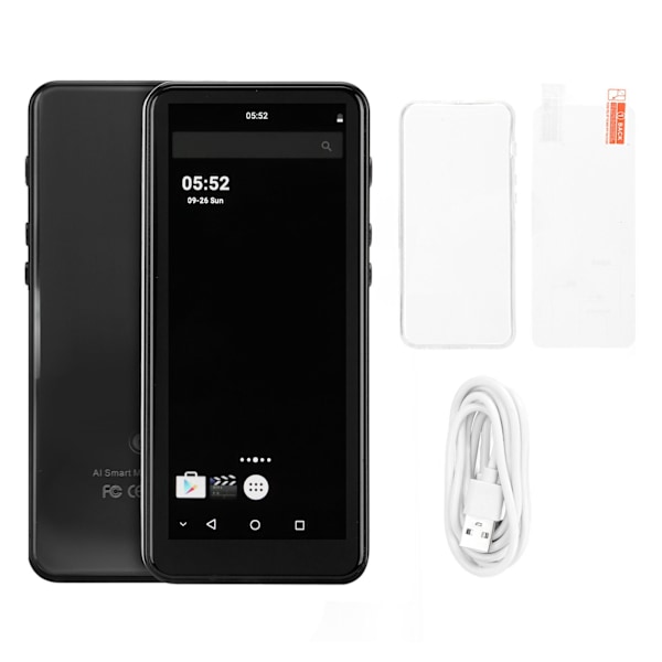 4,0 tums MP4-spelare med Bluetooth och WiFi för Android 2050mAh Full pekskärm Bärbar musikspelare med högtalare Svart