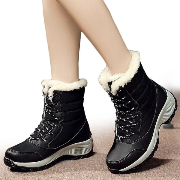 Snow Ankel Boots, Vinter Vattentät Boots Black 42