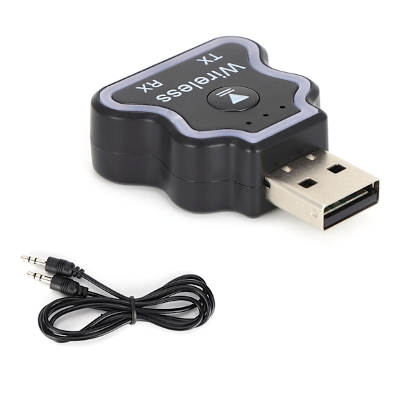 Bluetooth 5.0 Ljudsändare Mottagare Adapter Färgglatt Ambient Ljus USB Trådlös Ljudadapter