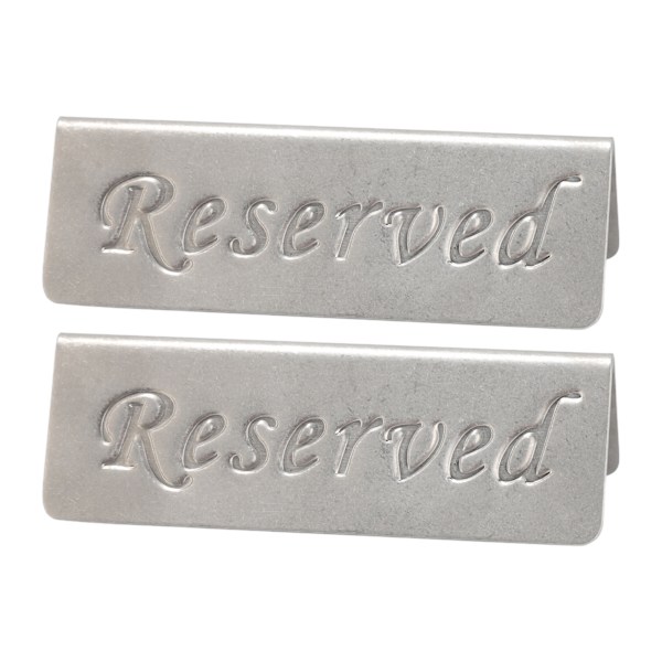 2 st Metall Rostfritt Stål Reserverad Skylt Dubbelsidig Reserverad Bordskylt för Restauranger Bar Café Tehus Hotell