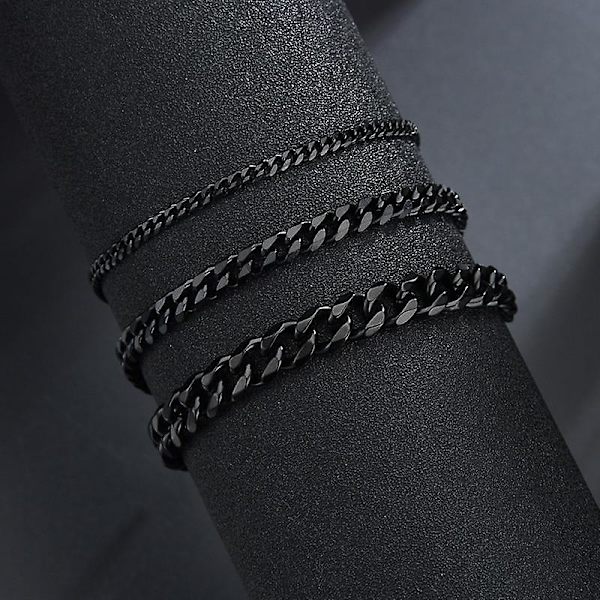 Rostfritt stål Curb Cuban Link Chain Armband 22cm Width 5mm