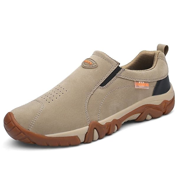 Herr Läder Andningsbara Skor, Halkfria Utomhussneakers Khaki 39