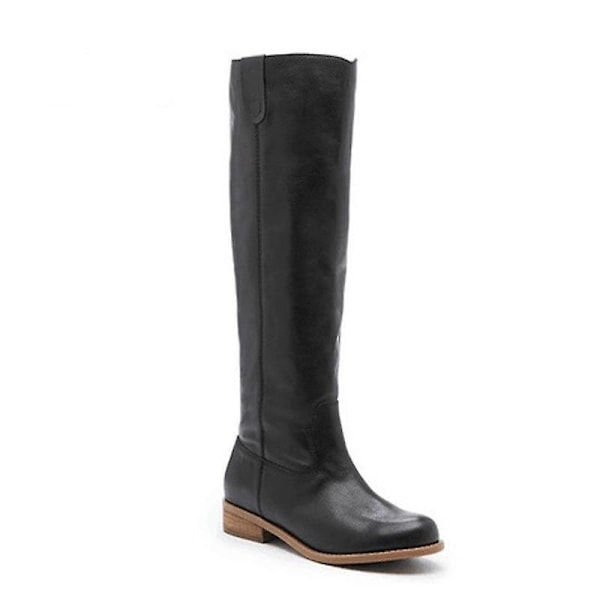 Vintervarm utomhus Låg klack, rund tå, knälånga stövlar black 40