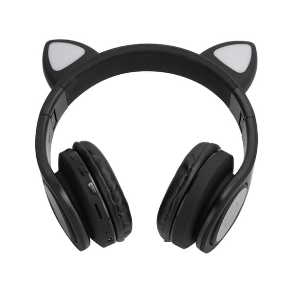 LED Brusreducerande Headset Kattöron Bluetooth 5.0 Headset med Mikrofon för Unga Människor Svart