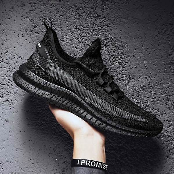 Nya män Casual Lac-up Lättvikts bekväma ventilerande sneakers Black red 41