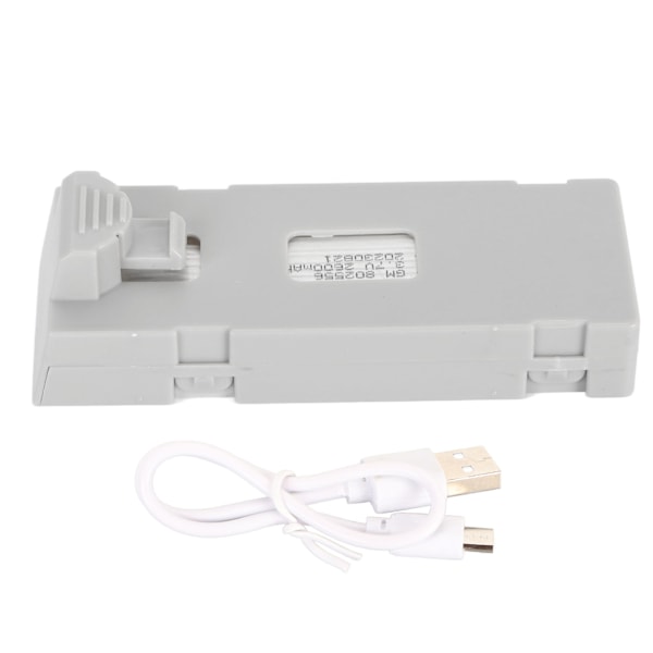 3.7V 2600mAh UAV Litiumbatteri Portabel Quadcopter Litiumbatteri För E88 E88PRO E525 E99 E99PRO P1 P5PRO K3 S1 P8 S98 Grå