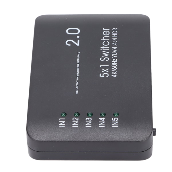 HD Multimedia Interface Switch 5 Port 4K vid 60Hz YUV 4:4:4 och HDR Hub 2.0 Switch med IR-fjärrkontroll för One X PS4 Pro