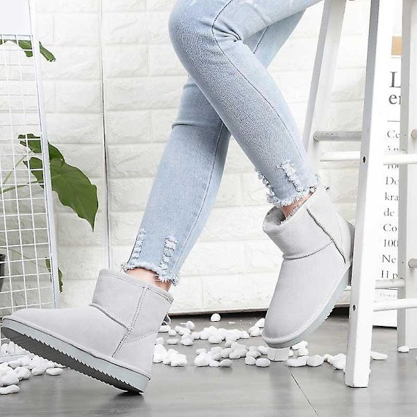 Kvinnor Ankelstövlar i 100 % äkta koskinn Grey 1 40