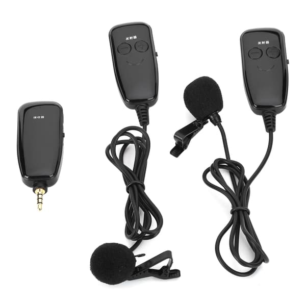 UHF Trådlös Lavalier Mikrofon 1 för 2 Mini Mikrofon för Inspelning av Live Intervjuer för IOS/Android/DSLR