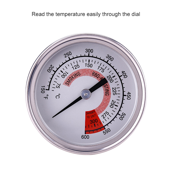 Rostfritt Stål 75℃-300℃ BBQ Grill Rök Termometer Temperaturmätare Testare Monitor