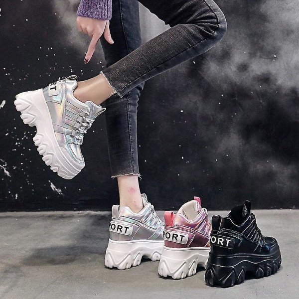Vinterplattformsskor, Kvinnor Chunky Sulor Höjd Öka Boots Set-2 05.White-Cool 7.5
