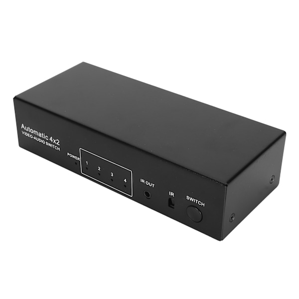 4-vägs ljudomkopplare 4 in 2 ut RCA-omkopplare Stereo Ljudväljare för hemmabio Videokonferenser 100–240 V EU-kontakt