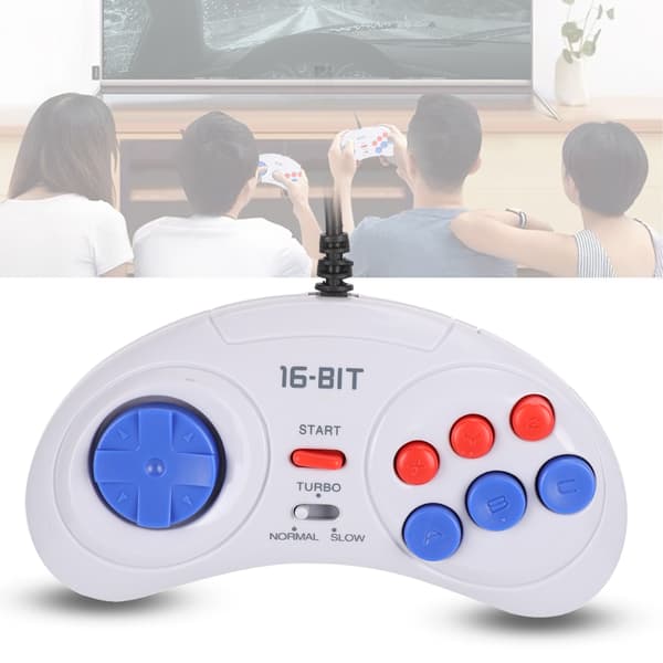 16Bit 9-stifts Mini Handheld Spelkonsol Ergonomisk Spelkontroll Vit för Sega