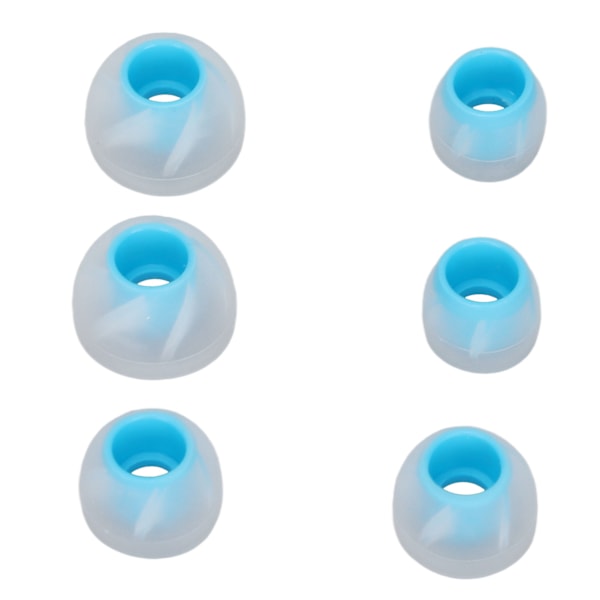 6 st Öronproppar i Silikon, Mjuka, Brusisolerande, 3 Storlekar, Ersättningsöronspetsar för 4,5?6,5 mm Ljudhål, Transparent Blå
