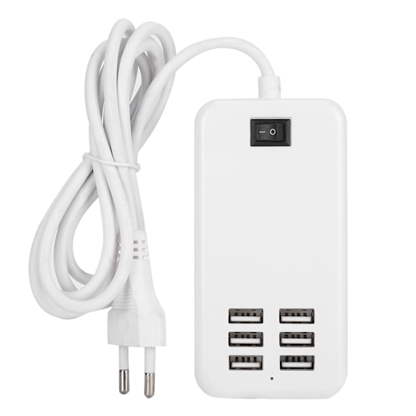 Laddare Adapter 6 Portar 30W USB Desktop Snabbladdningsstation Hub 100-240V EU-kontakt