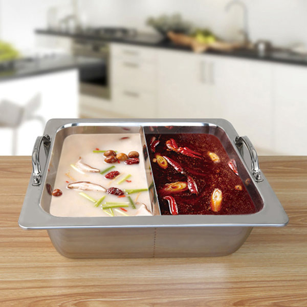 Förtjockad Fyrkantig Form Rostfritt Stål Anka Hot Pot Köksredskap för Induktionshäll