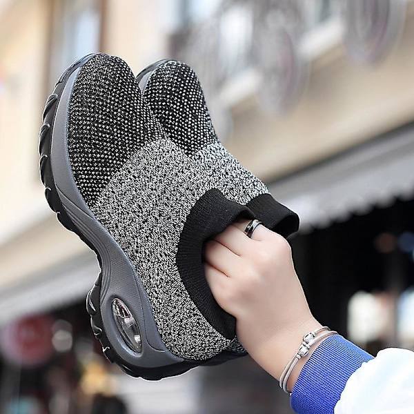 Casual- Chunky Knitted Platform, Walking Sneakers Set-e khaki 40