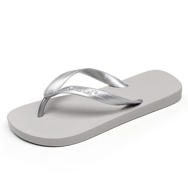 Kvinnor Flip Flops Ny Mjuk Sandal utanför PVC silver 10