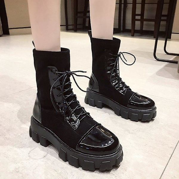 Sock Boots, Punk Gothic Skor för Kvinnor Beige 2 39