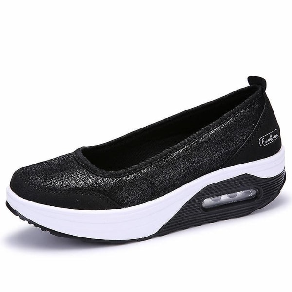 Dam Flats Sweet Shallow Bekväma Slip-on Platform Balett Sneakers 001 black 10