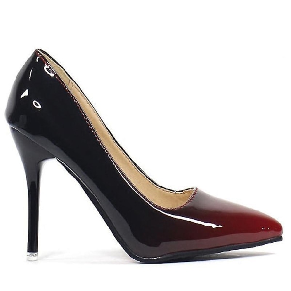 Women Thin Heel Shoes ( Set 1) Wine red-11.5cm 3