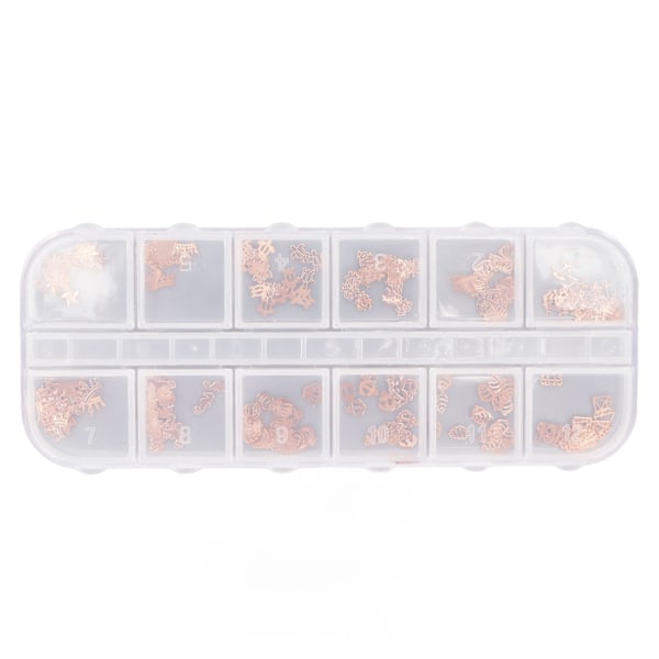 12 Fack Nagelkonst Metall Stickers Ihåliga Olika Former 3D Guld Manikyr Dekorationer för Flickor Kvinnor