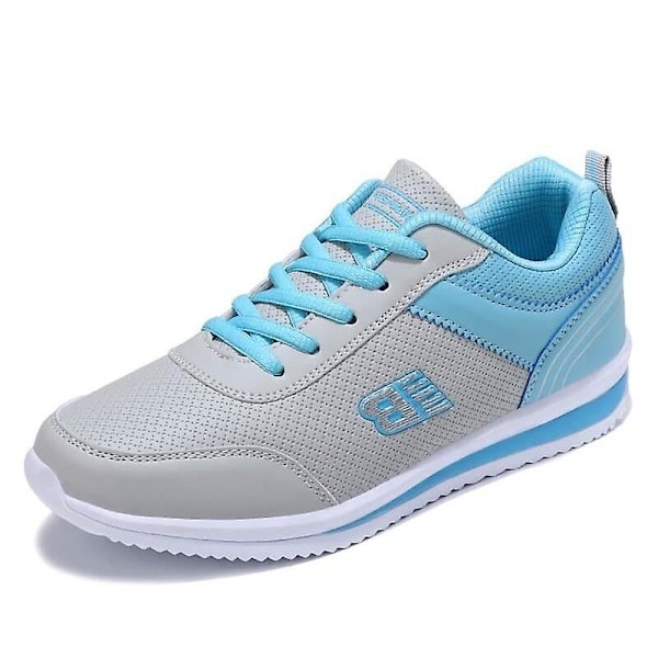Kvinnor Andningsbara PU Lädersneakers, Löparskor med Platt Sula 40 / G