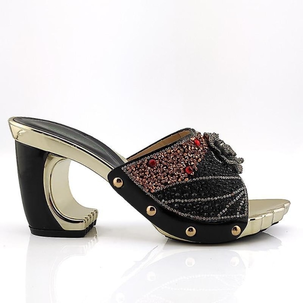 Fashionabla italienska applikationer Lady Sandaler 42 / only shoes black
