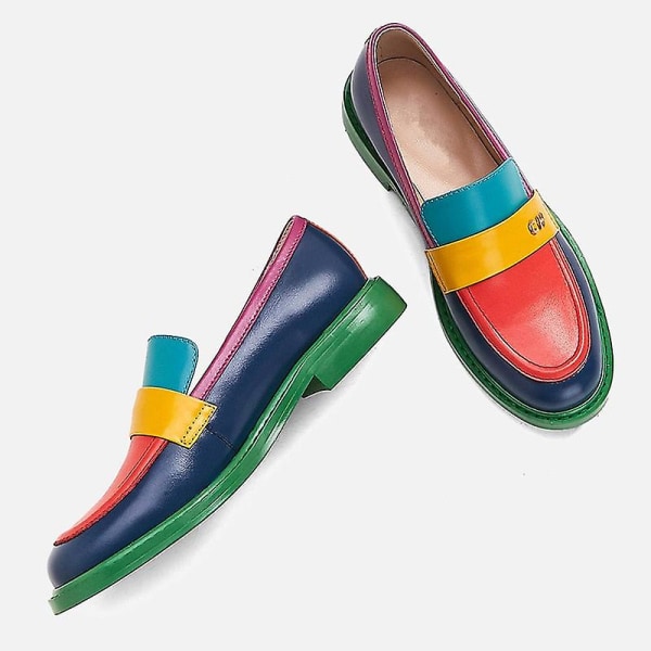 Dam Äkta Läder Sneakers Slip On Skor 8 / Back