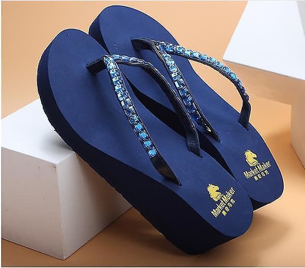 Högklackade flip-flops halkfria damsandaler B-black 37
