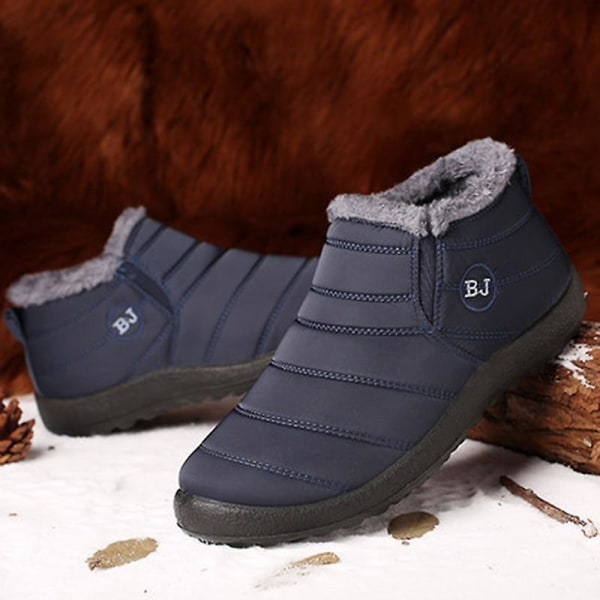 Winter Warm- Vattentät fotled, Slip-on Fur Snow, Sneakers Blue 42