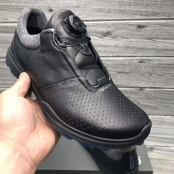 Golfskor i äkta läder för män, Sneakers för utomhussporter Black 8