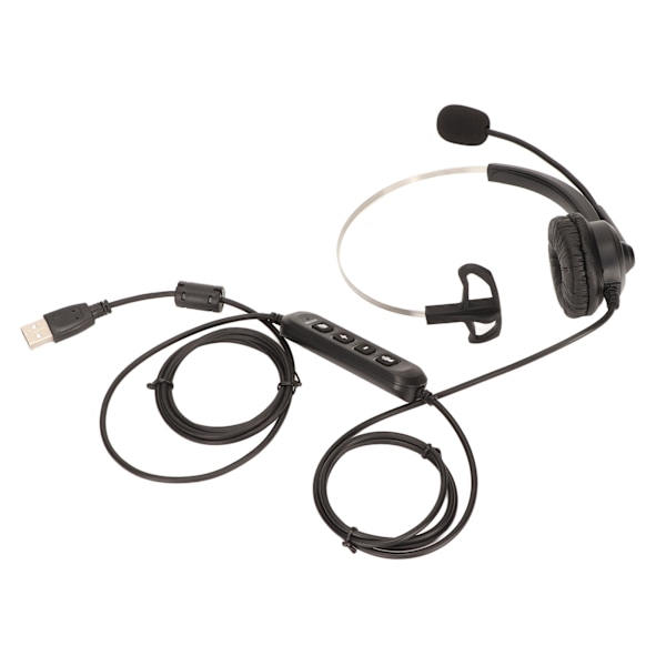 USB-headset för affärer med brusreducering, ensidig öronhörlur, stöd för samtal, volymjustering av högtalare, mikrofonstängning