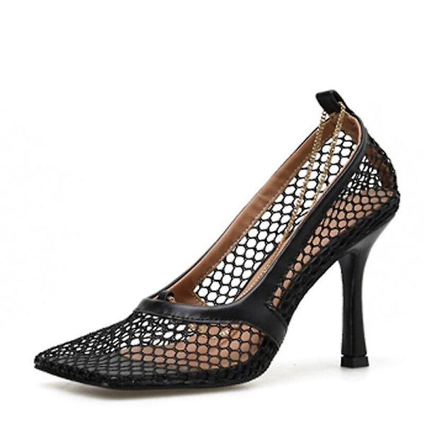 Sommar Höst Sexiga Mesh Pumps Sandaler Kvinna Sq Apricot  7CM 9