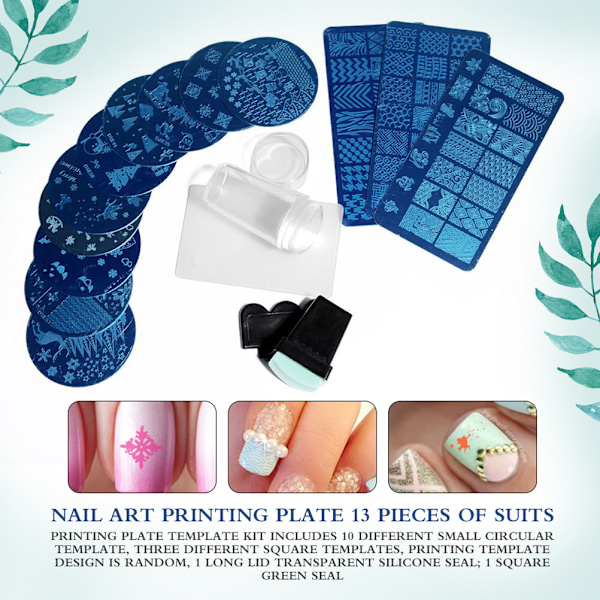 Stämpelplatta Stämplare Skrapa Set Fransk Nagelkonst Stämpling DIY Dekoration