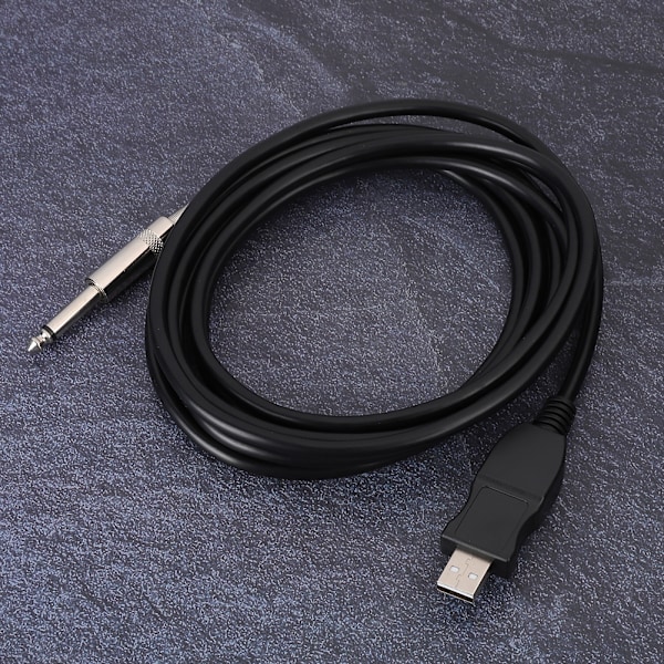 Bärbar Gitarr USB Ljudkabel Dator Sladd Länk Anslutning Instrument Adapter Svart 300cm