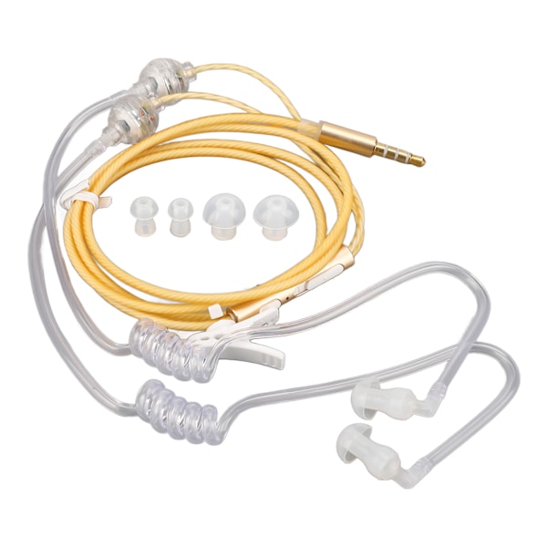Lufttub-hörlurar Ergonomiska Strålningsfria Brusreducerande Bärbara Binaurala 3,5 mm Lufttub-headset för Laptop Surfplatta Orange