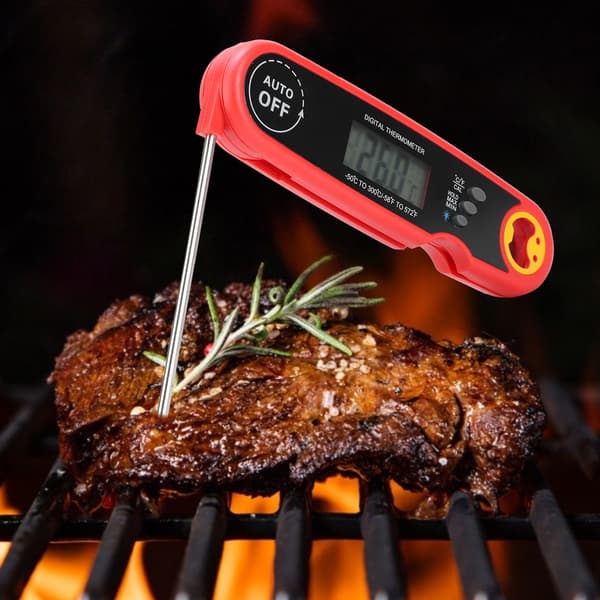 Vattentät Vikbar BBQ Probertermometer Digital Kök Matlagning Temperaturmätare Röd