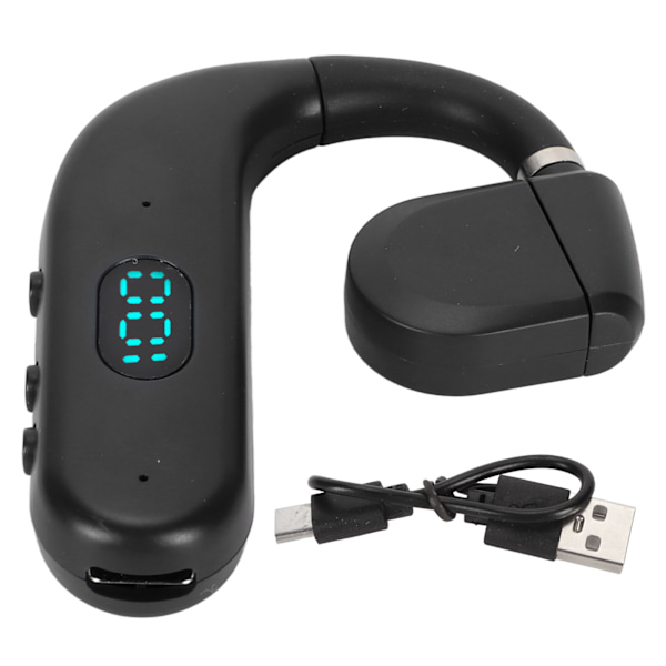Bluetooth-headset BT 5.3 med brusreducering, HD-samtal, lång batteritid, enkelsidig öronpropp för företag, sport, spel, svart