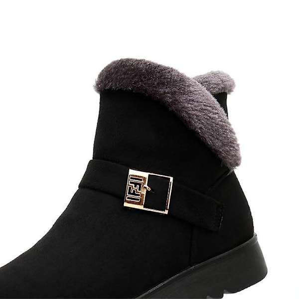 Vinter Kvinnor Solid Flat Snow Boots Wine Red 3 10