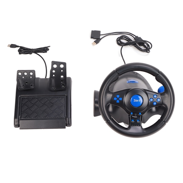 Spelratt 180 Graders Rotation Multifunktionell 3 i 1 Racingratt med Pedaler för PC