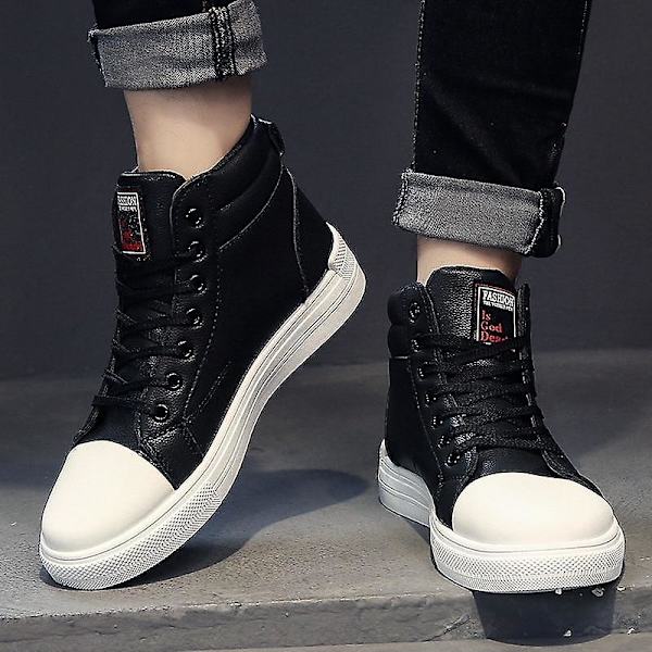 Herr Vulkaniserade Bekväma Höga Mode Sneakers för Utomhusbruk SC662-White 7