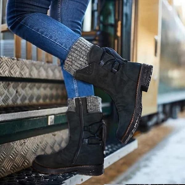 Kvinnor Vinter Mid-kalf Boots Dam Mode Zip Halkfria snöstövlar grey 41