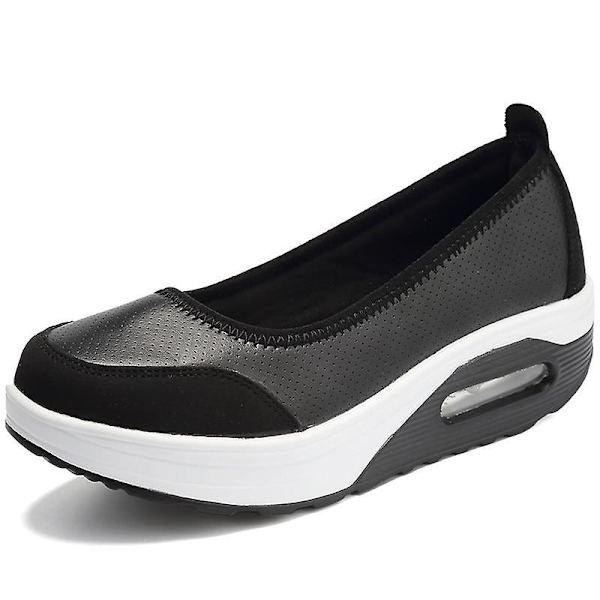 Flats Loafers- Grunda träningsskor, Slip-on Plattform, Balett Sneakers black-B 10