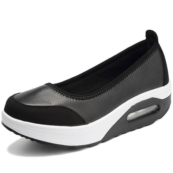Flats Loafers- Grunda träningsskor, Slip-on Plattform, Balett Sneakers black-B 7
