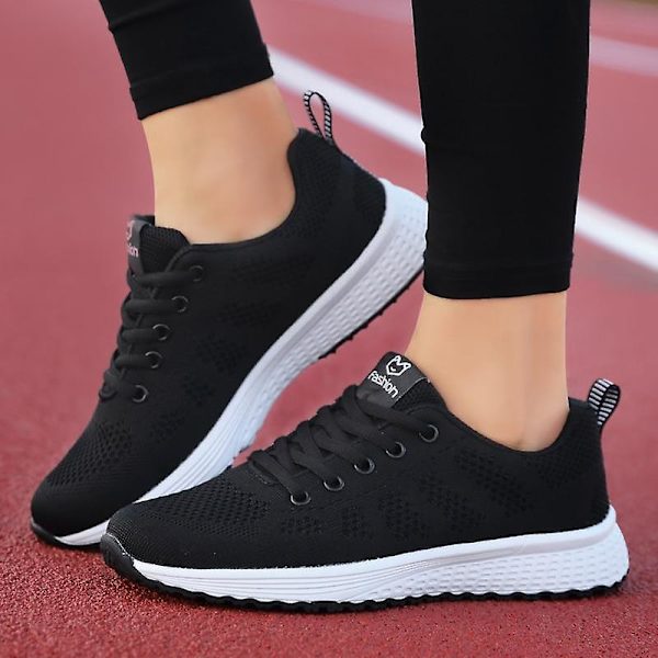 Sportiga Plattform Sneakers för Dam, Vinter Flats Löparskor Red 41