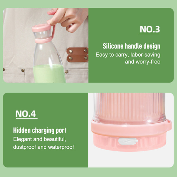 Bärbar Vattenflaska Juicepress Multifunktionell Blender Mini USB Juicekopp för Shake