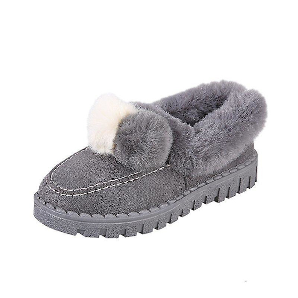 Höstvinter- Casual Fur Bowknot, Fluffy Furry, Slip-on Sneakers Set-a Gray-A 9