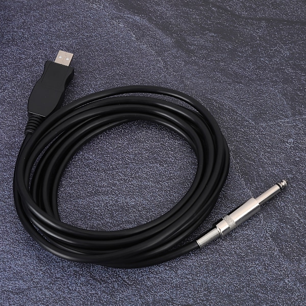 Bärbar Gitarr USB Ljudkabel Dator Sladd Länk Anslutning Instrument Adapter Svart 300cm